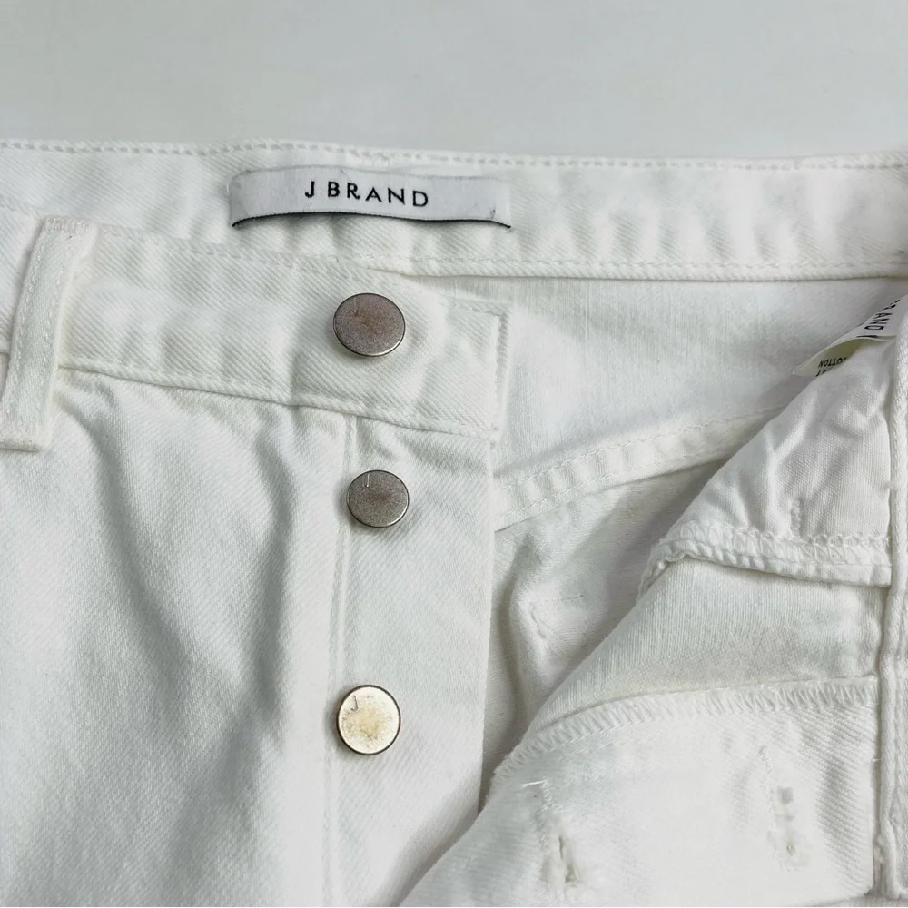 J Brand‎ Wynne high rise straight leg crop white cipher distressing  size 28